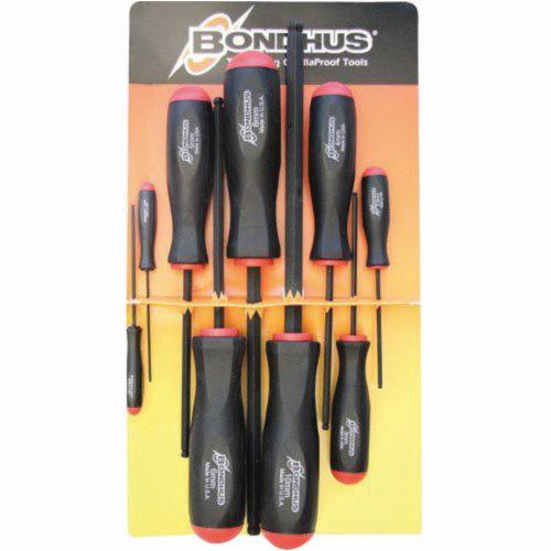Bondhus 10699 Ball End Standard Length Screwdriver Set, 9 Pieces, Steel/Thermoplastic/Soft Rubber Coated, ProGuard - Screwdriver Sets
